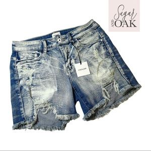 NWT Sneak Peek Distressed Fringe Denim Shorts Sz S
